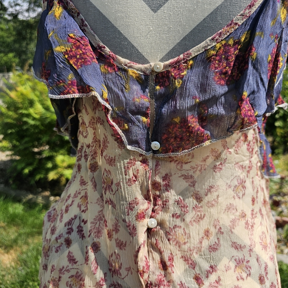 Free People Colorful Ruffled Asymmetrical Whimsy Camisole - Picture 6 of 7